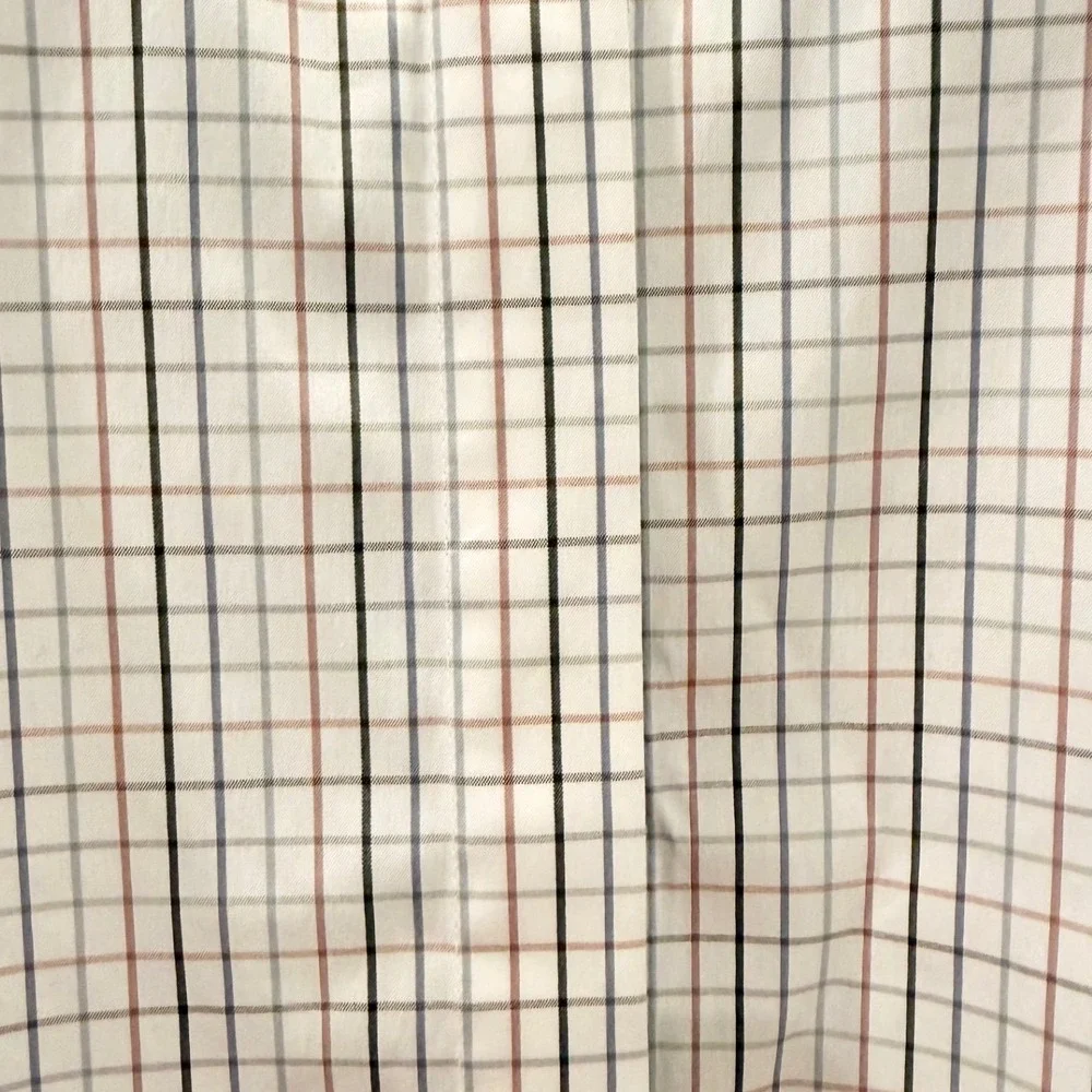 Lafayette 148 New York Womens M Grid Check Hidden Button Down Shirt White Multi - Picture 9 of 9
